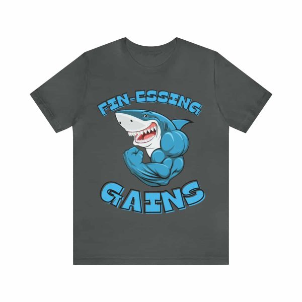 Funny Gym Shark Jersey Tee - Soft and Durable Workout Companion - Image 74