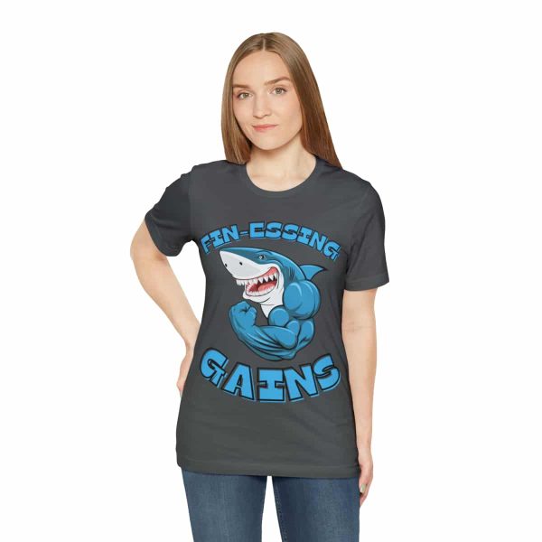 Funny Gym Shark Jersey Tee - Soft and Durable Workout Companion - Image 77