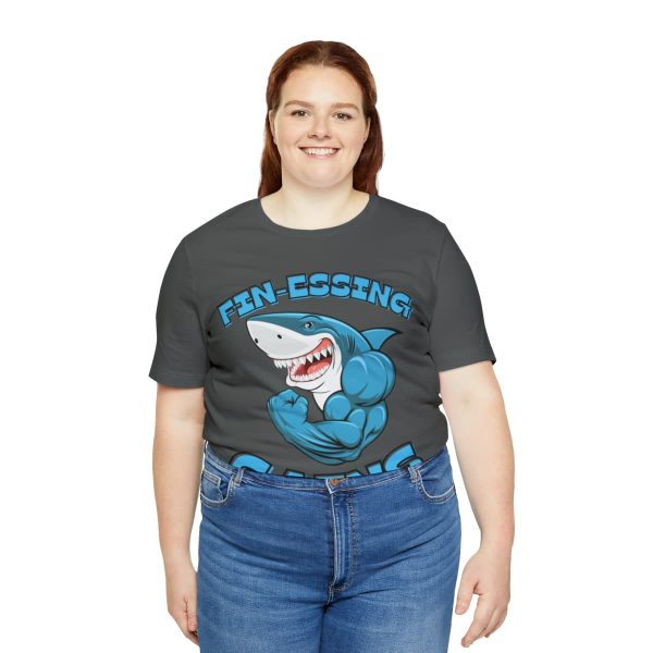 Funny Gym Shark Jersey Tee - Soft and Durable Workout Companion - Image 79