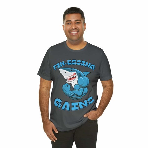 Funny Gym Shark Jersey Tee - Soft and Durable Workout Companion - Image 80