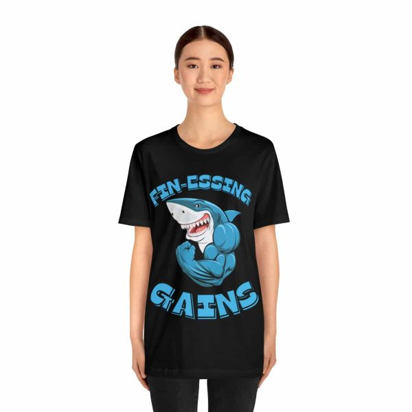 Funny Gym Shark Jersey Tee - Soft and Durable Workout Companion - Image 4