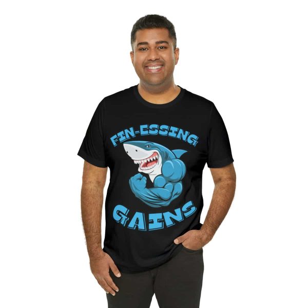 Funny Gym Shark Jersey Tee - Soft and Durable Workout Companion - Image 8