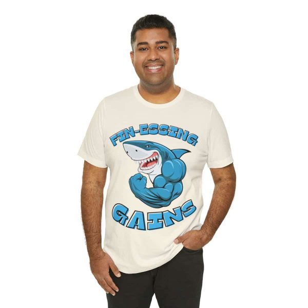 Funny Gym Shark Jersey Tee - Soft and Durable Workout Companion - Image 32