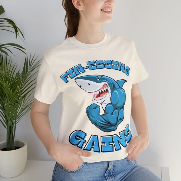 Funny Gym Shark Jersey Tee - Soft and Durable Workout Companion - Image 33