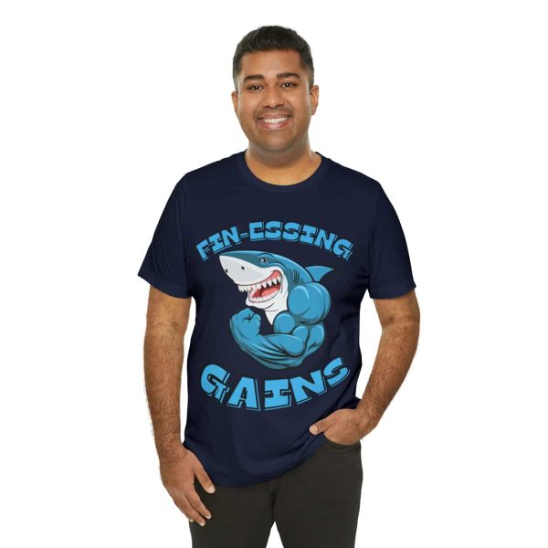 Funny Gym Shark Jersey Tee - Soft and Durable Workout Companion - Image 92