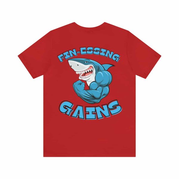 Funny Gym Shark Jersey Tee - Soft and Durable Workout Companion - Image 99