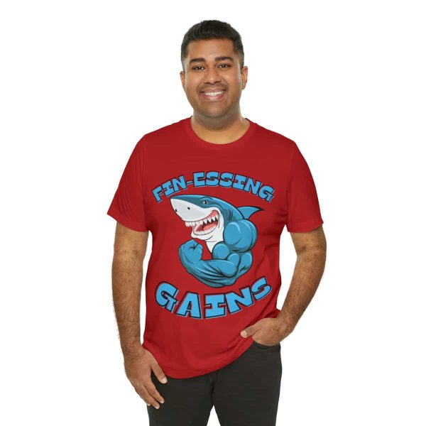 Funny Gym Shark Jersey Tee - Soft and Durable Workout Companion - Image 104