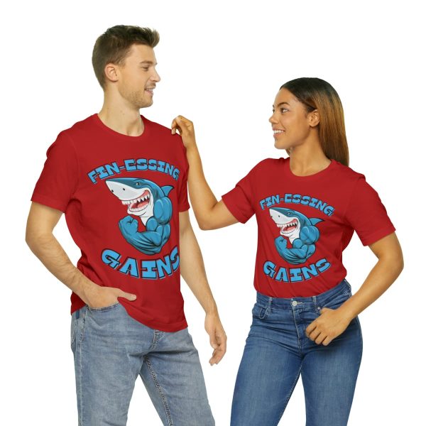 Funny Gym Shark Jersey Tee - Soft and Durable Workout Companion - Image 106