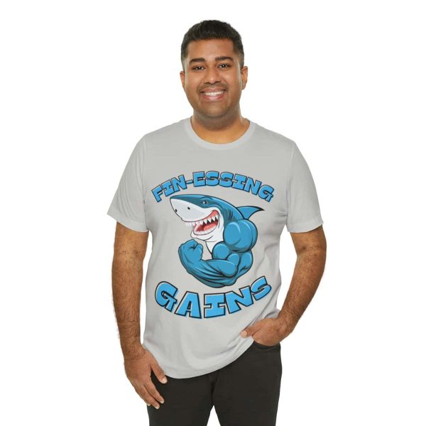 Funny Gym Shark Jersey Tee - Soft and Durable Workout Companion - Image 44