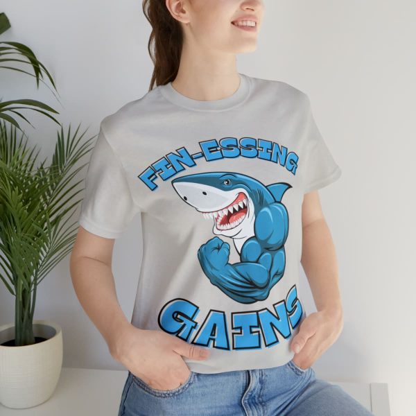 Funny Gym Shark Jersey Tee - Soft and Durable Workout Companion - Image 45