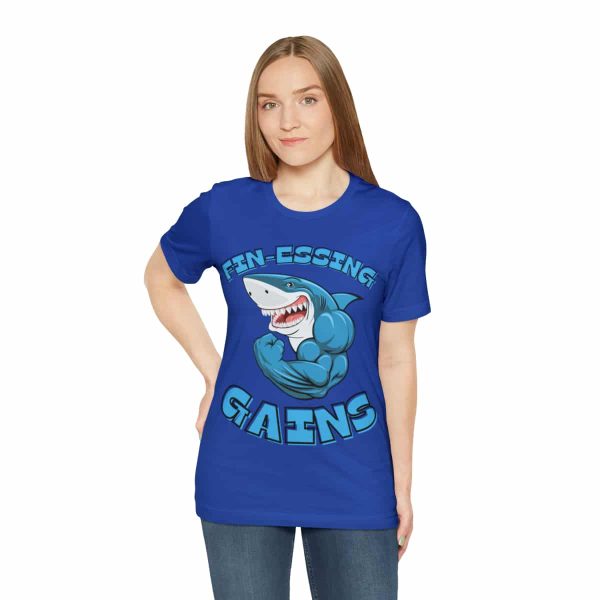 Funny Gym Shark Jersey Tee - Soft and Durable Workout Companion - Image 65