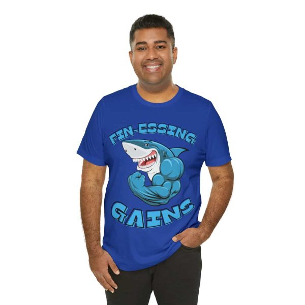 Funny Gym Shark Jersey Tee - Soft and Durable Workout Companion - Image 68