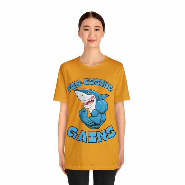 Funny Gym Shark Jersey Tee - Soft and Durable Workout Companion - Image 52