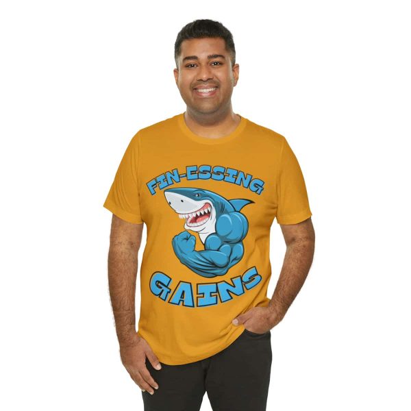 Funny Gym Shark Jersey Tee - Soft and Durable Workout Companion - Image 56