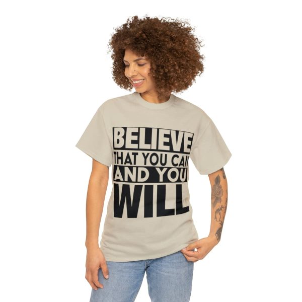 Heavy Cotton Tee with Positive Saying - Unisex - S - 3XL - Believe That You Can And You Will - Image 28