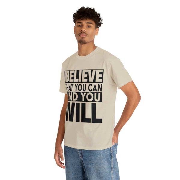 Heavy Cotton Tee with Positive Saying - Unisex - S - 3XL - Believe That You Can And You Will - Image 30