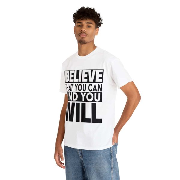 Heavy Cotton Tee with Positive Saying - Unisex - S - 3XL - Believe That You Can And You Will - Image 18