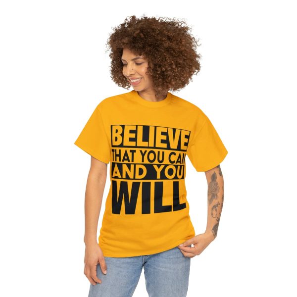 Heavy Cotton Tee with Positive Saying - Unisex - S - 3XL - Believe That You Can And You Will - Image 40