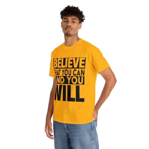 Heavy Cotton Tee with Positive Saying - Unisex - S - 3XL - Believe That You Can And You Will - Image 42