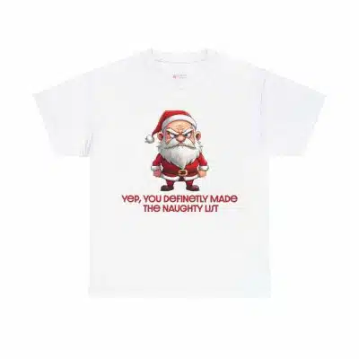 Funny Christmas T-shirt - Angry Santa Unisex Heavy Cotton Tee