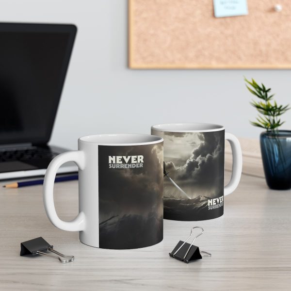 Mug with Inspirational Message - Never Surrender - Image 5